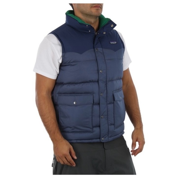 Patagonia Slingshot Goose Down Classic Puffer Vest Men's Size XXL Blue Green EUC - Picture 1 of 11